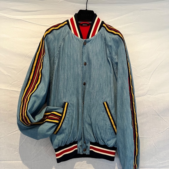 Gucci - Privilegium Perpetuum "Zoltar" - Denim Chambray Bomber Jacket Size 44/S - Picture 7 of 16
